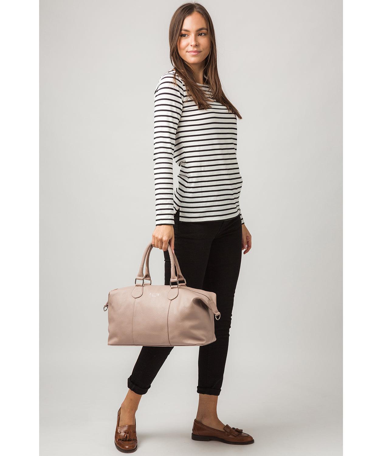 'Circuit' Blush Pink Leather Mini Holdall