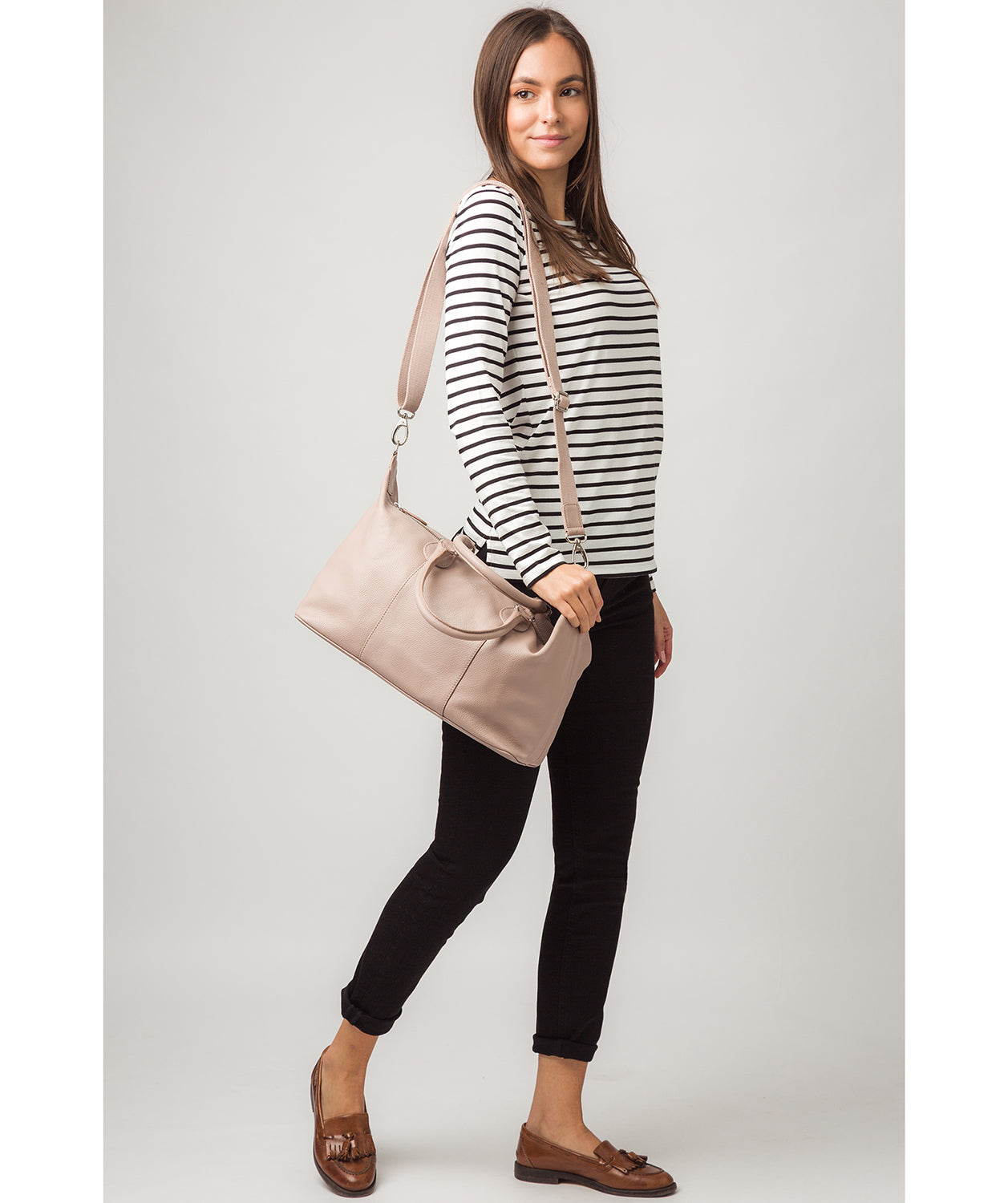 'Circuit' Blush Pink Leather Mini Holdall