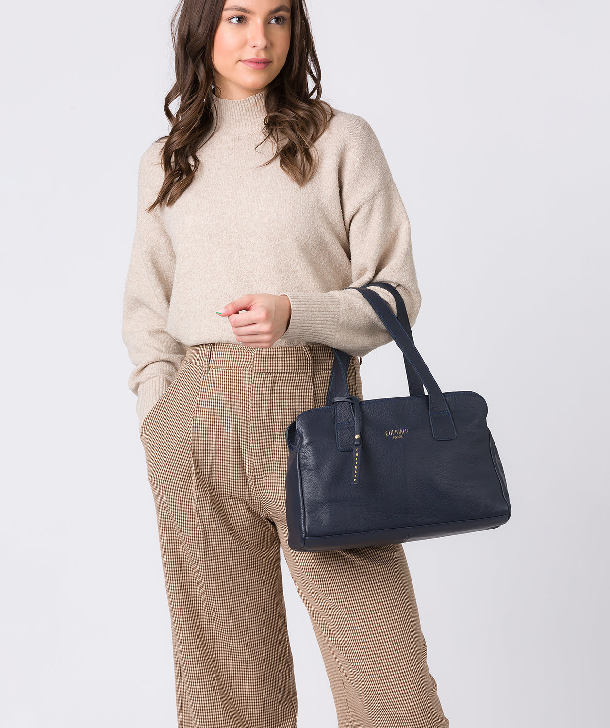 'Marquee' Ink Leather Handbag