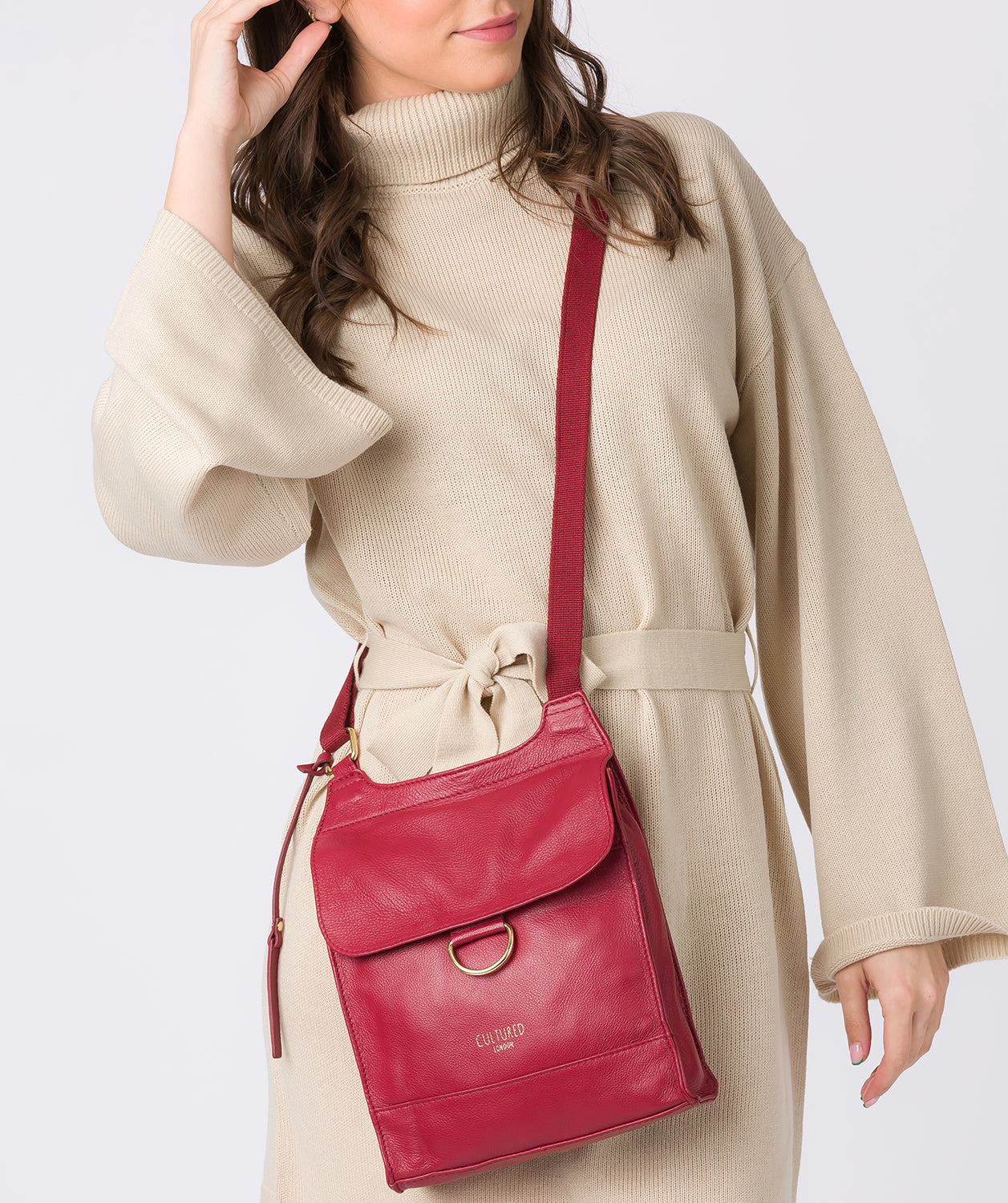 'Covent' Red Leather Cross Body Bag