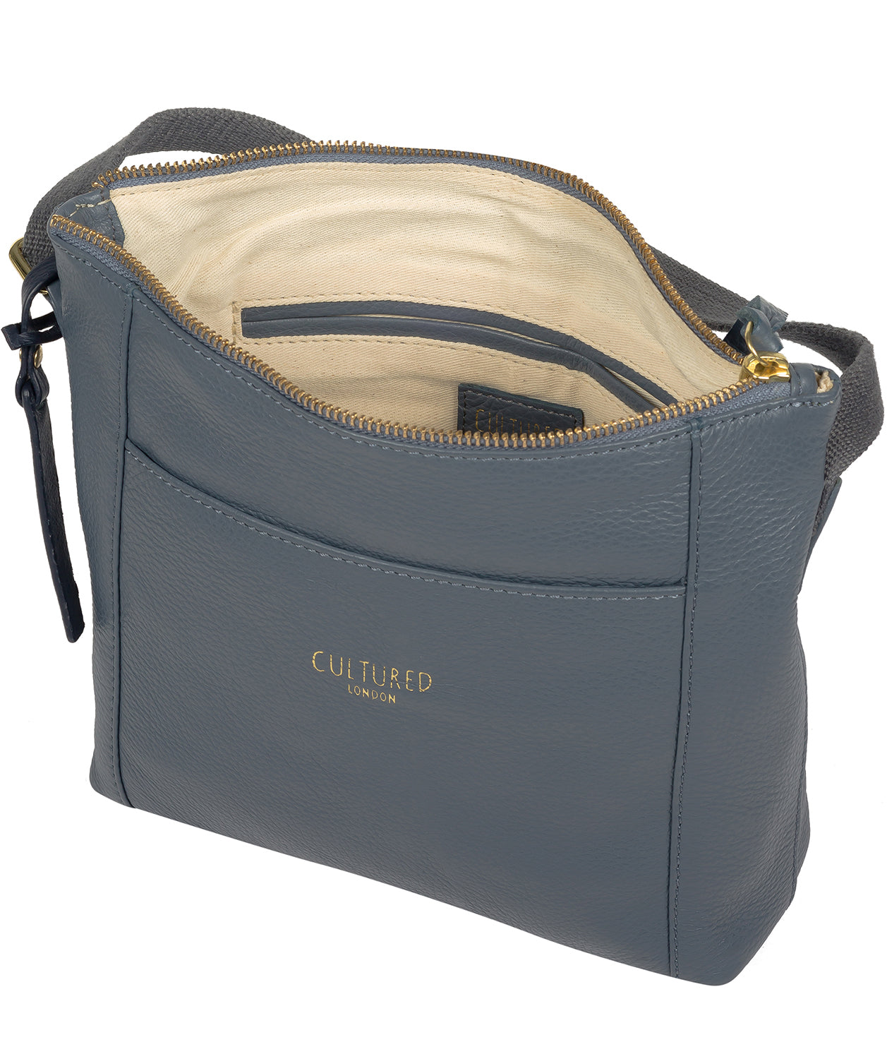 'Belgravia' Moonlight Blue Leather Cross Body Bag