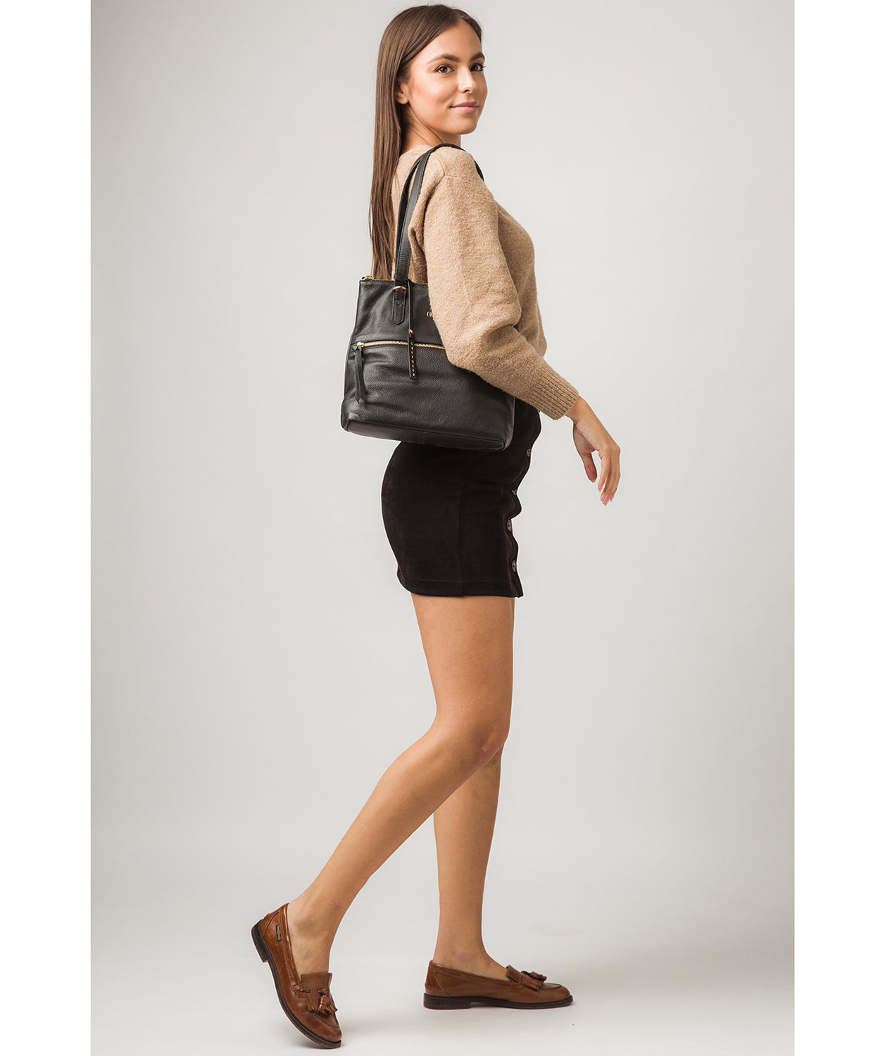 'Chesham' Black Leather Tote Bag