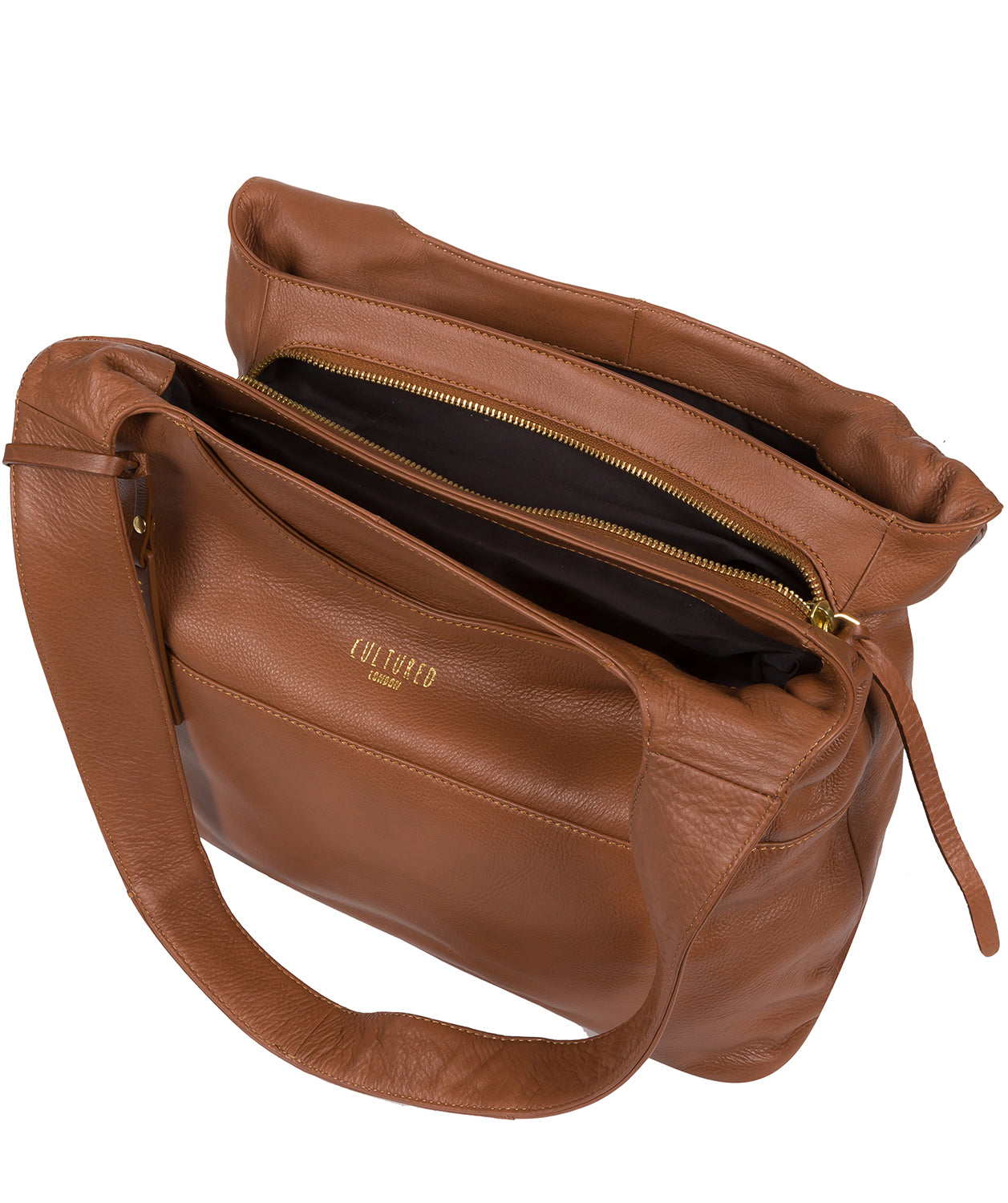 'Boston' Dark Tan Leather Shoulder Bag