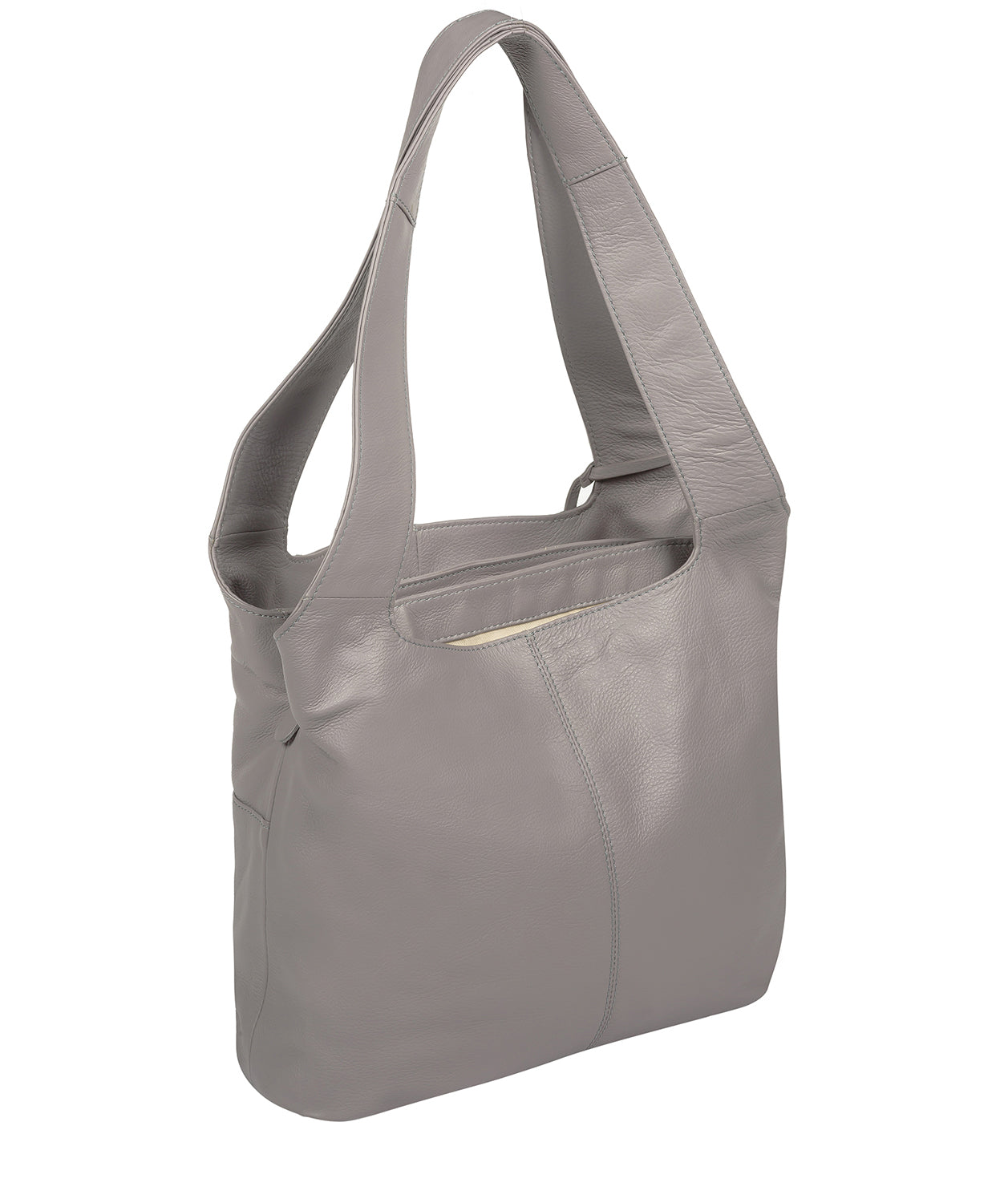 'Boston' Grey Leather Shoulder Bag