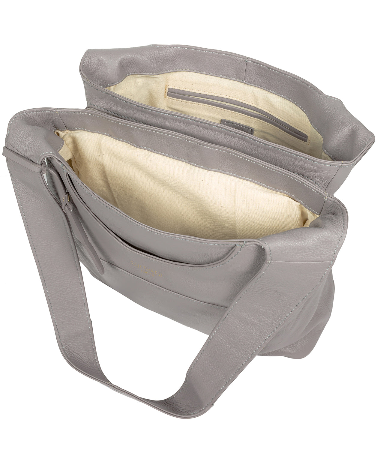 'Boston' Grey Leather Shoulder Bag