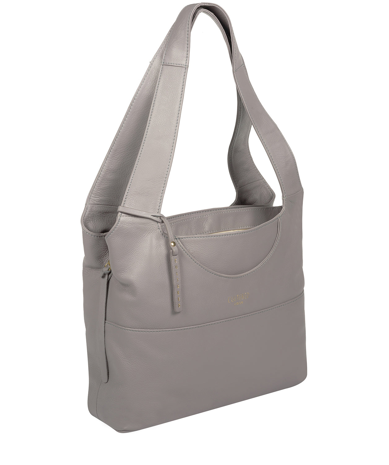'Boston' Grey Leather Shoulder Bag