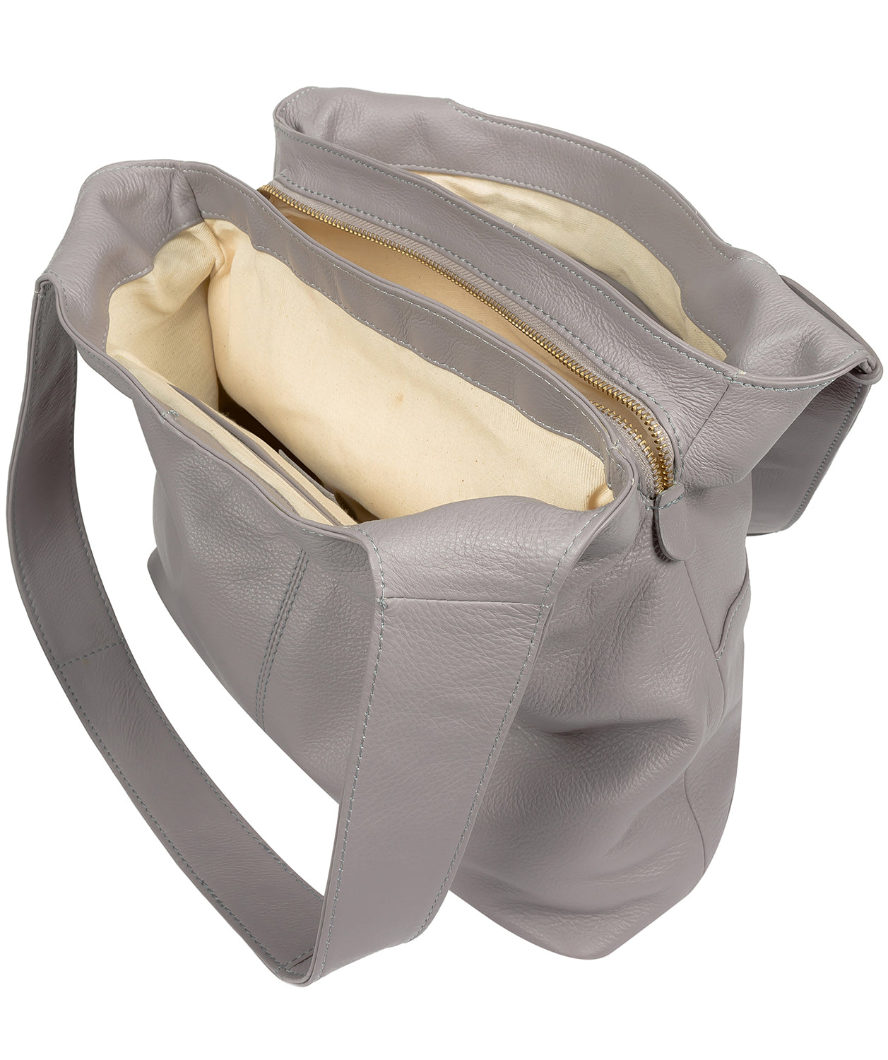 'Boston' Grey Leather Shoulder Bag