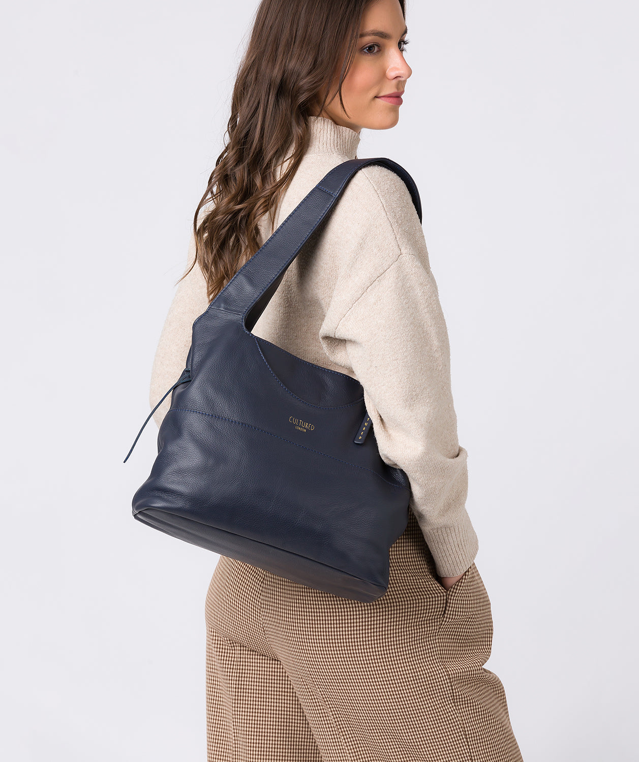 'Boston' Ink Leather Shoulder Bag