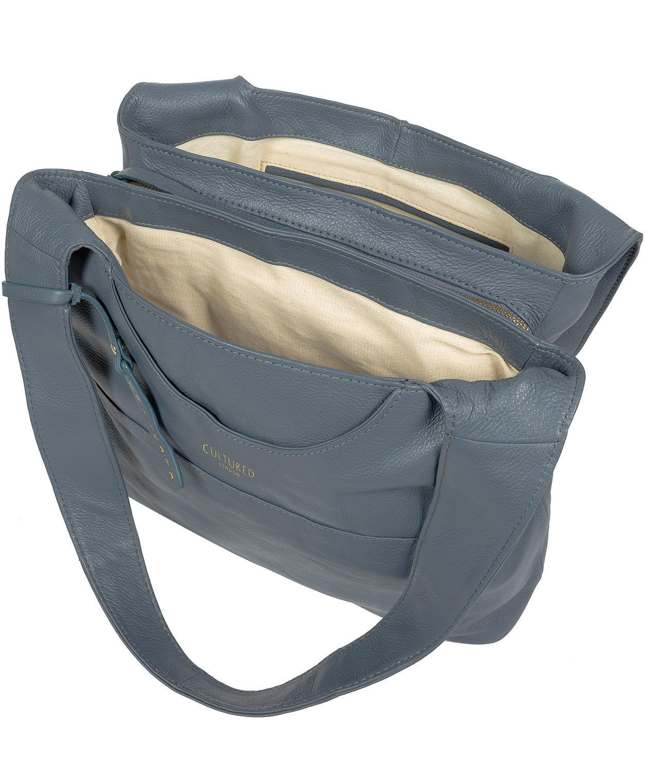 'Boston' Moonlight Blue Leather Shoulder Bag