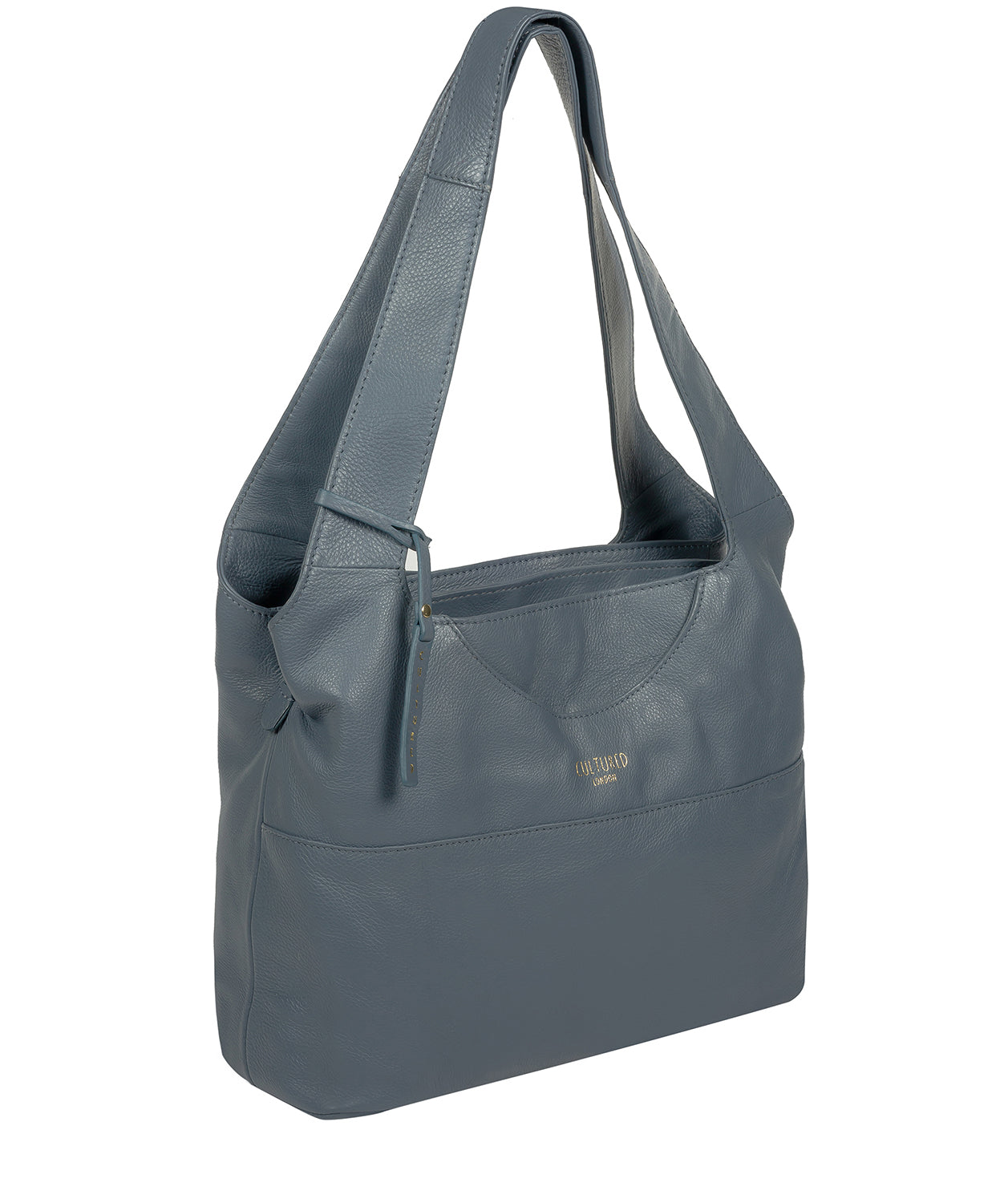 'Boston' Moonlight Blue Leather Shoulder Bag