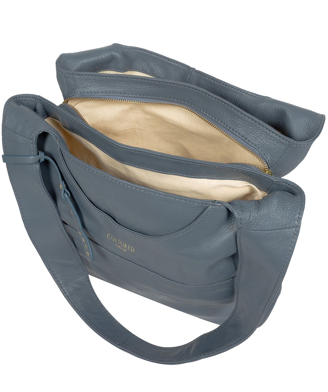 'Boston' Moonlight Blue Leather Shoulder Bag