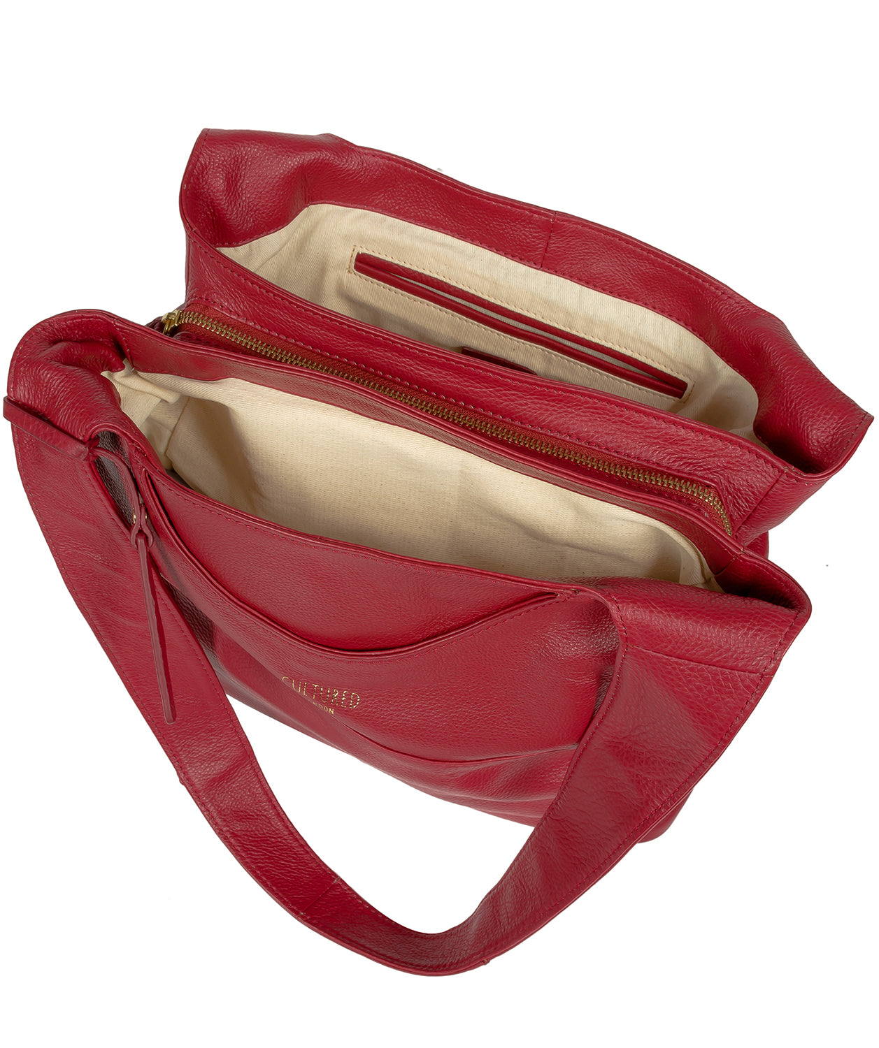 'Boston' Red Leather Shoulder Bag
