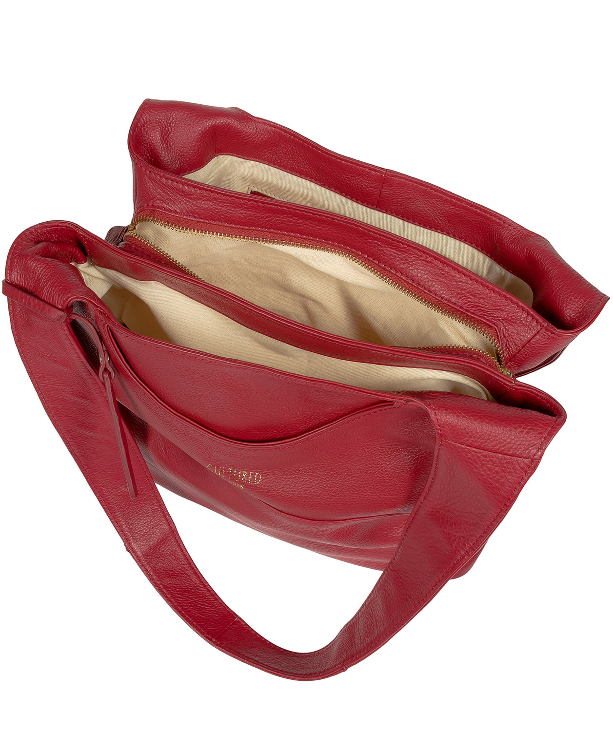 'Boston' Red Leather Shoulder Bag