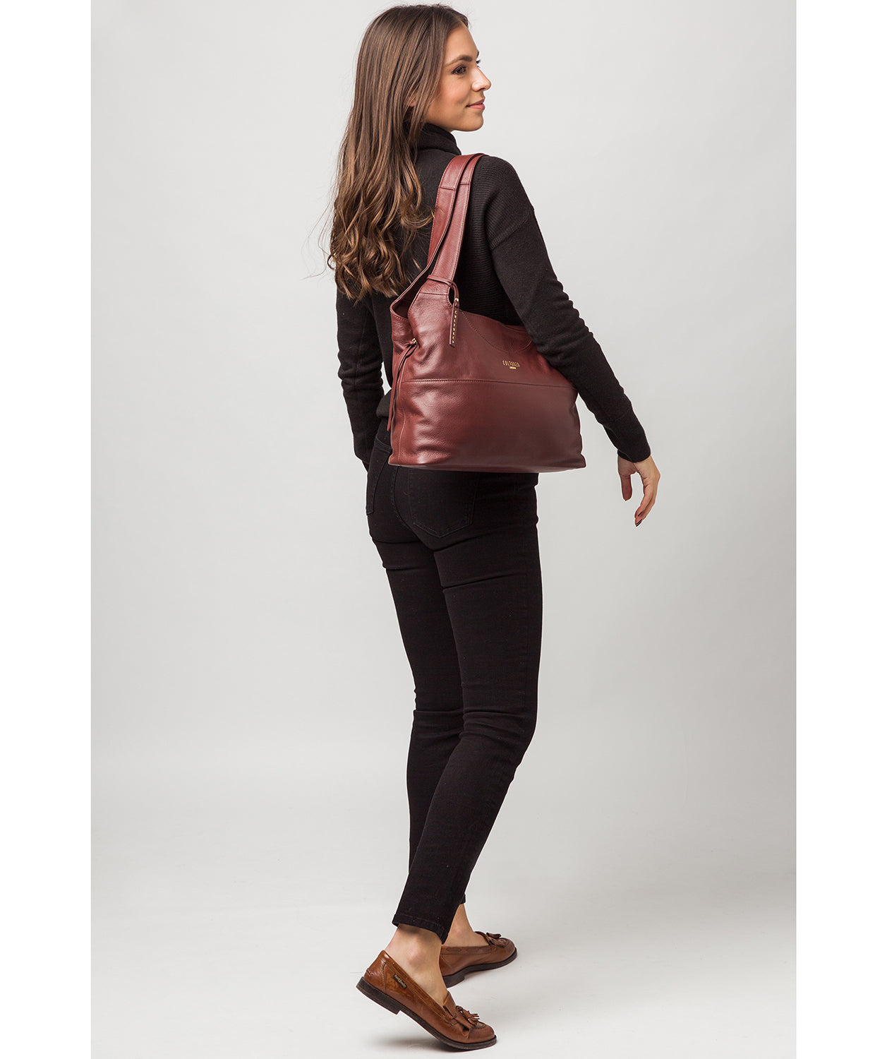 'Boston' Rich Chestnut Leather Shoulder Bag