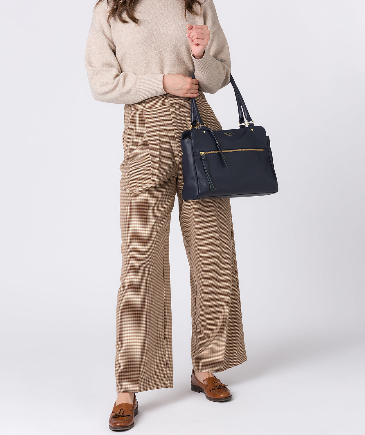 'Shadwell' Ink Leather Handbag