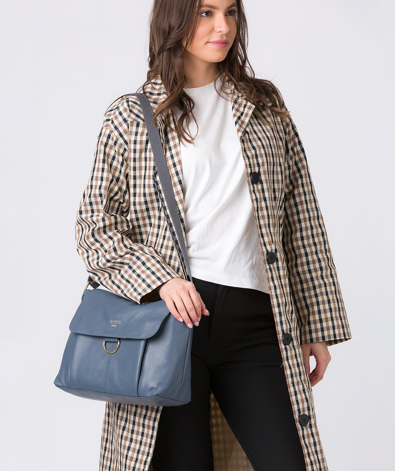 'Chancery' Moonlight Blue Leather Shoulder Bag