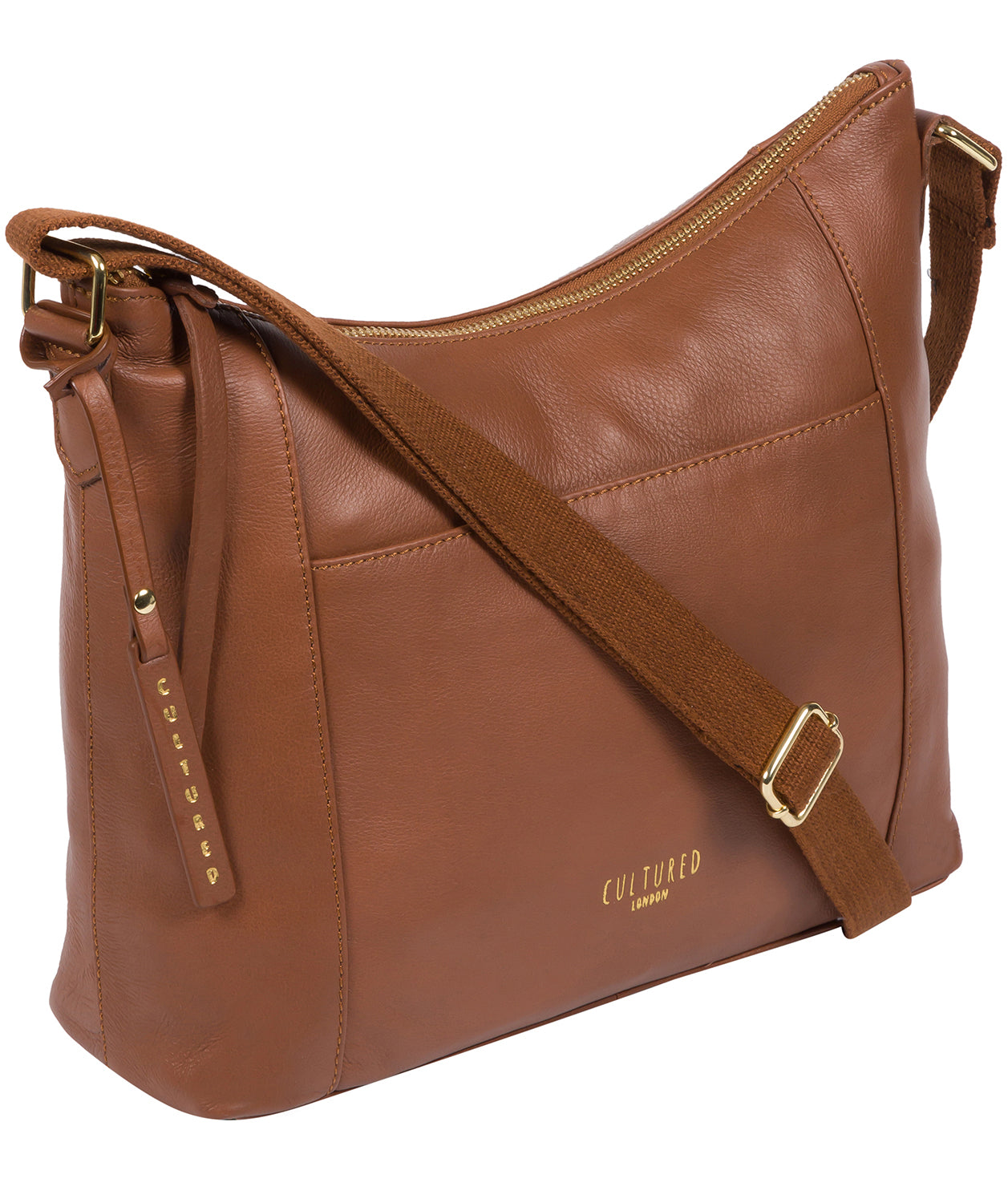 'Iver' Dark Tan Leather Shoulder Bag