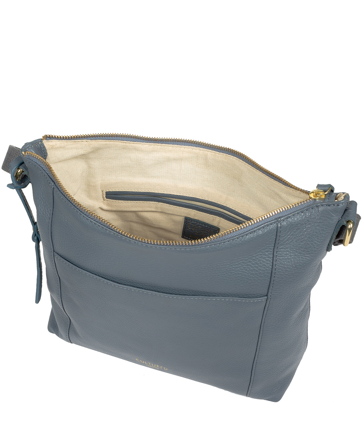 'Iver' Moonlight Blue Leather Shoulder Bag