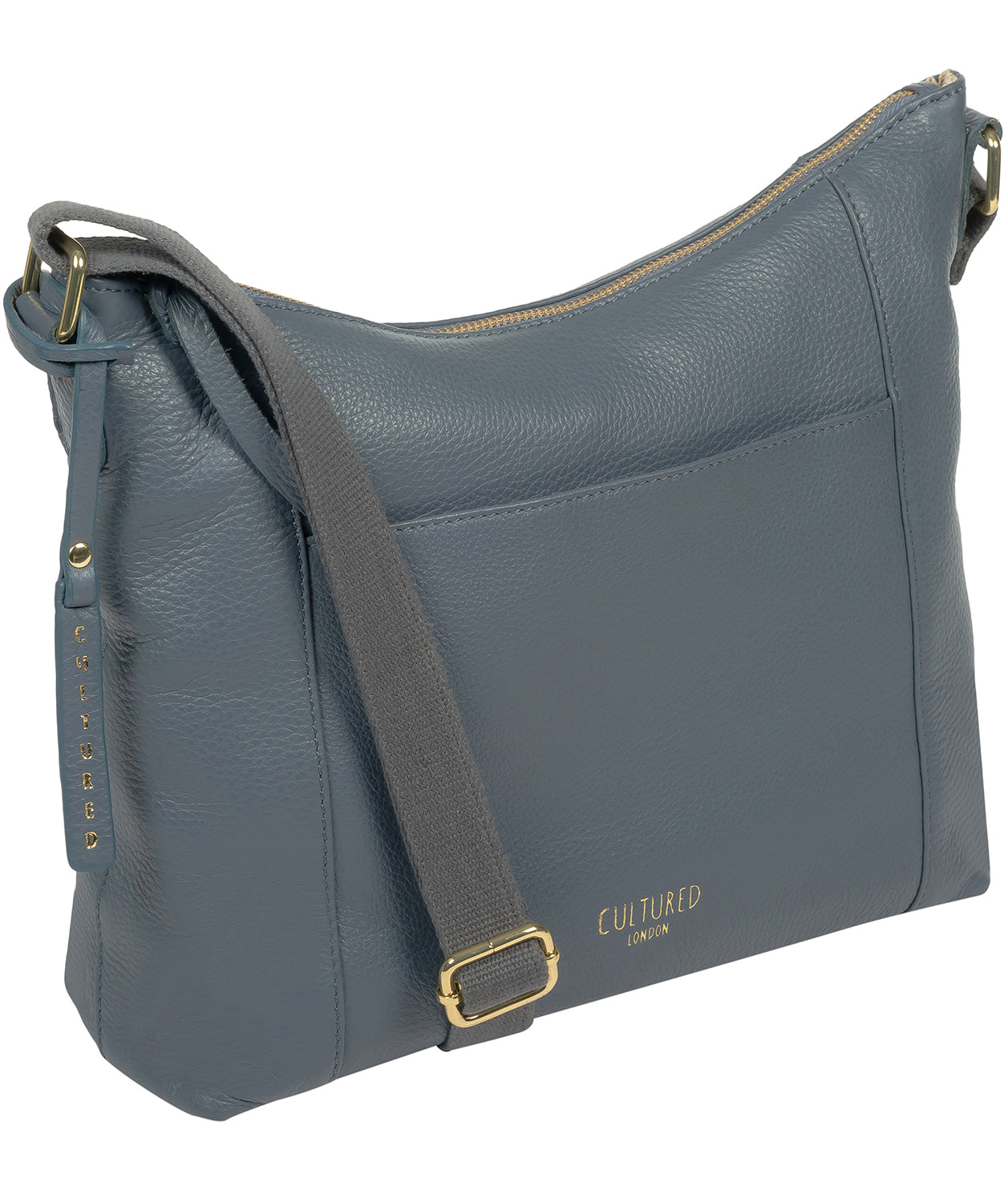 'Iver' Moonlight Blue Leather Shoulder Bag