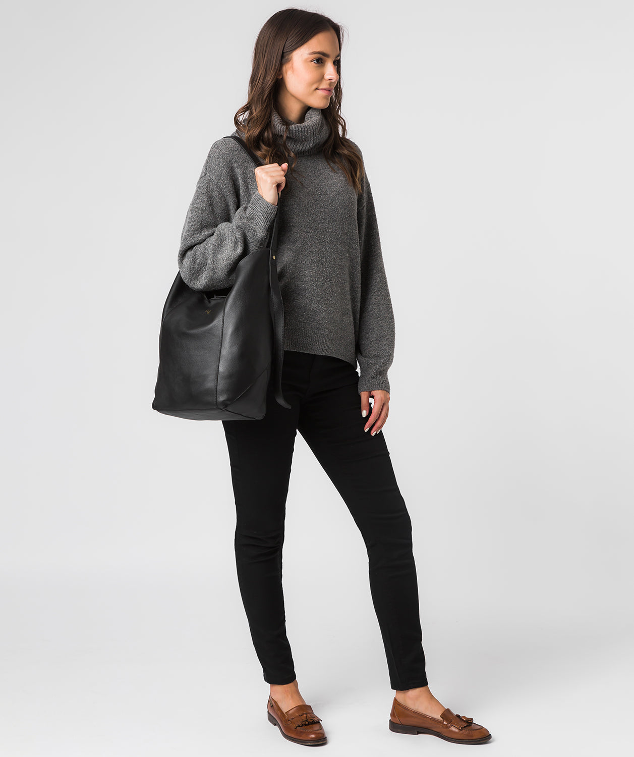 'Harrow' Black Leather Shoulder Bag