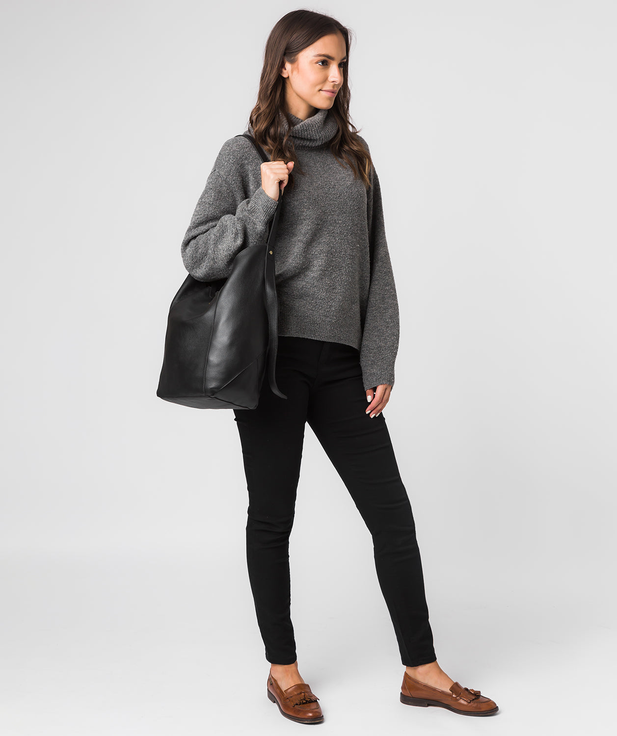 'Harrow' Black Leather Shoulder Bag