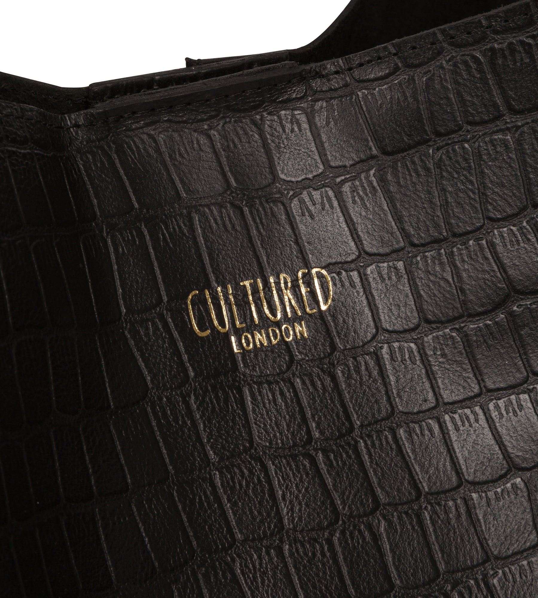 'Harrow' Black Croc Leather Shoulder Bag