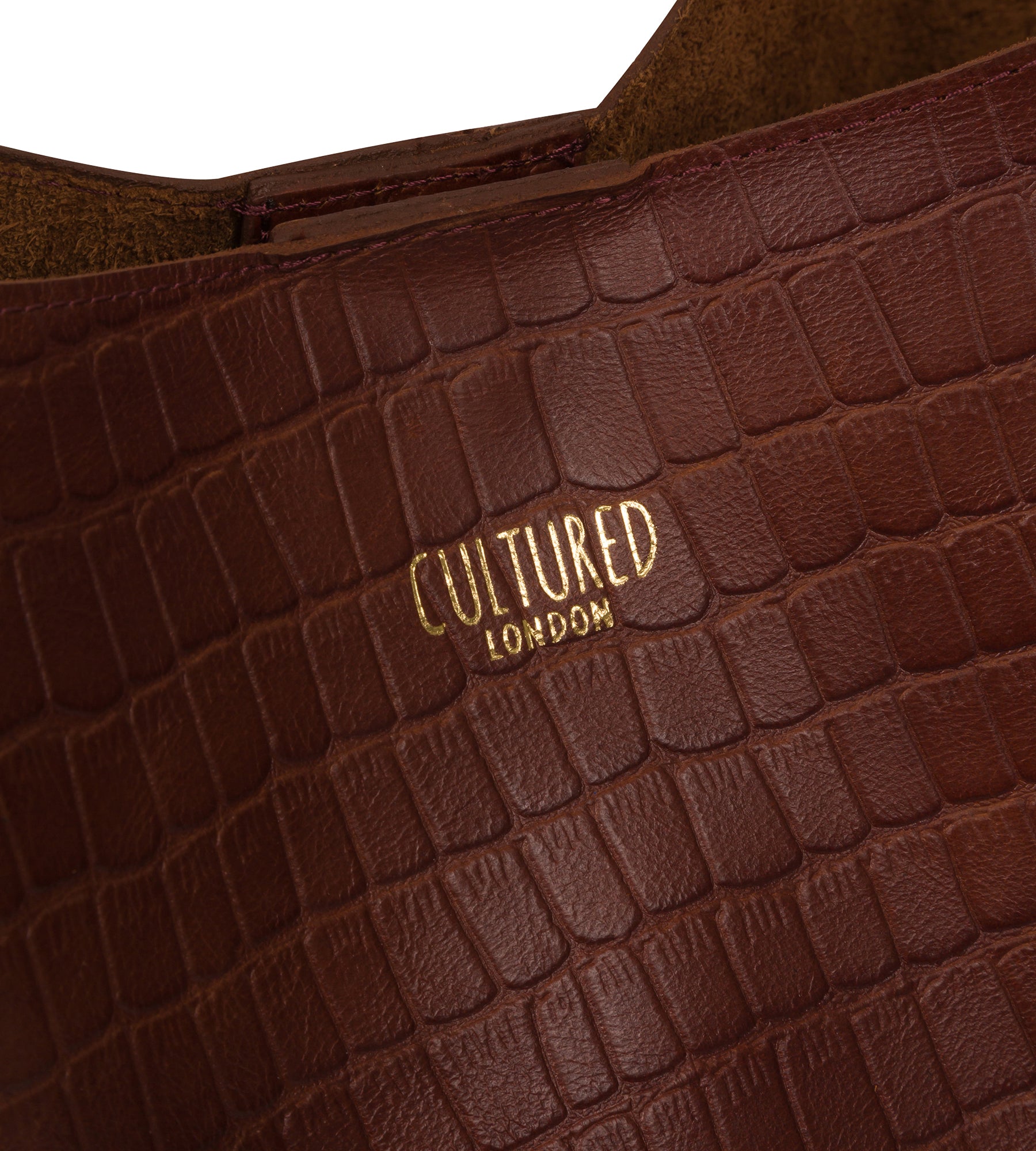 'Harrow' Chestnut Croc Leather Shoulder Bag