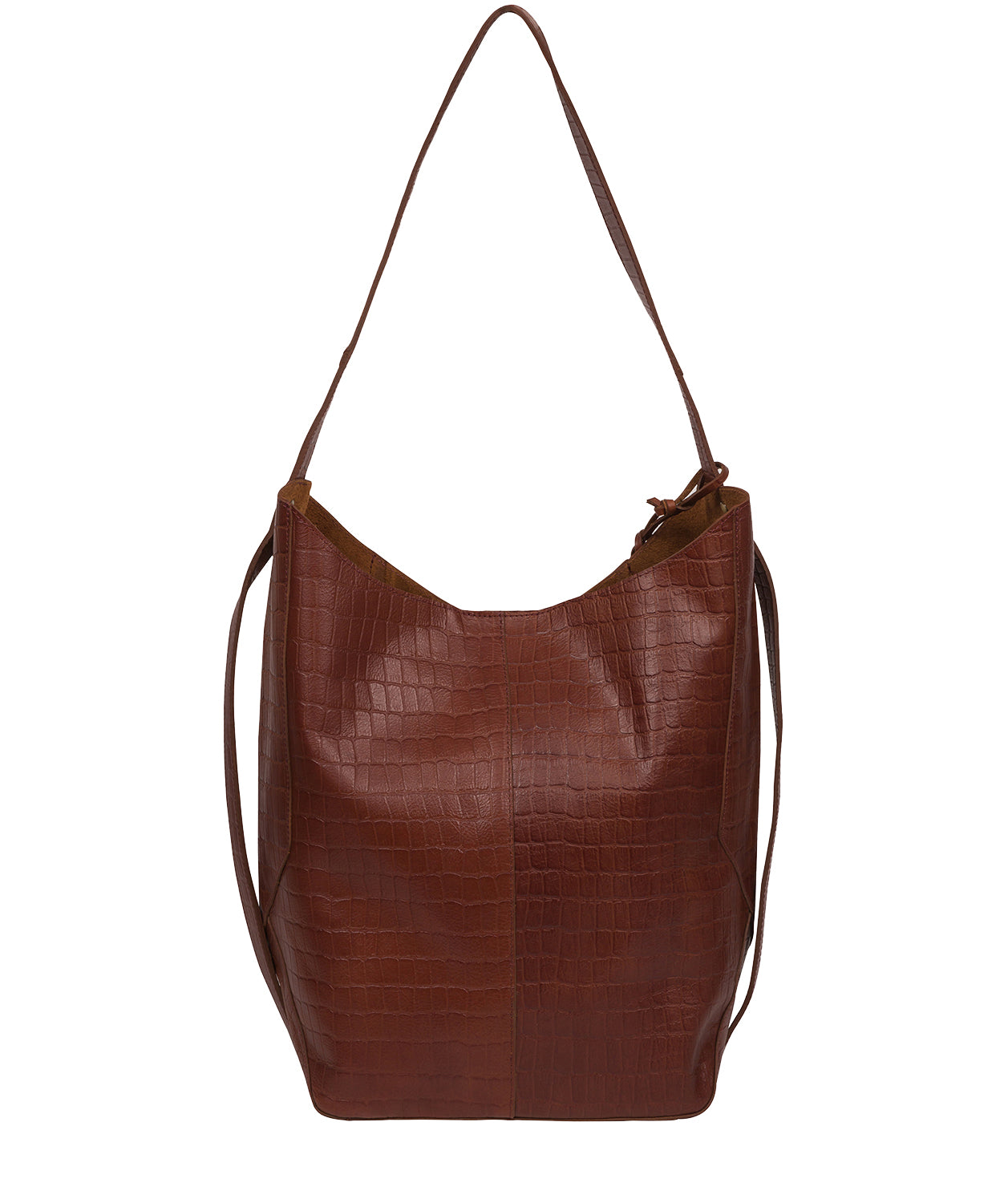 'Harrow' Chestnut Croc Leather Shoulder Bag