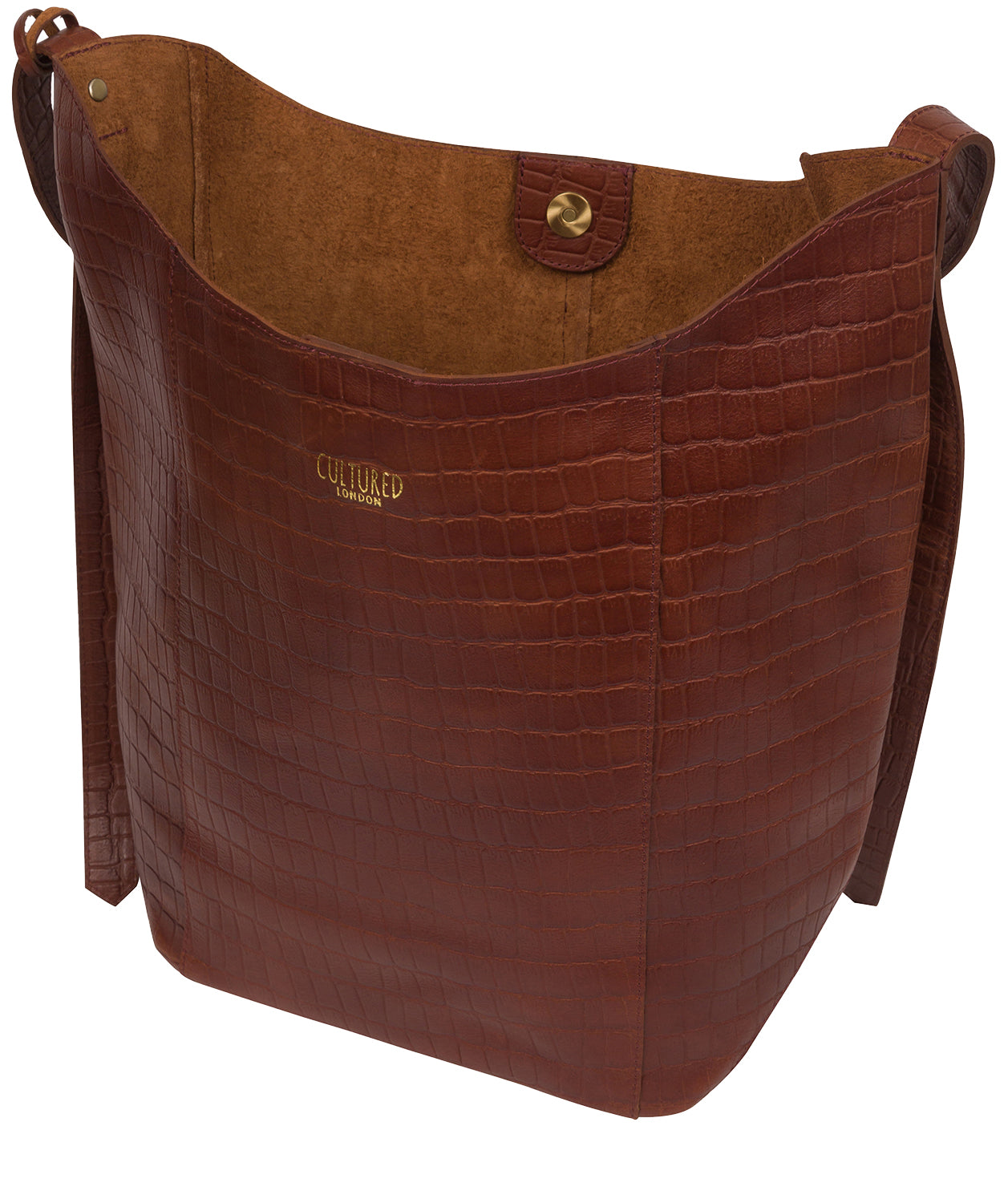 'Harrow' Chestnut Croc Leather Shoulder Bag