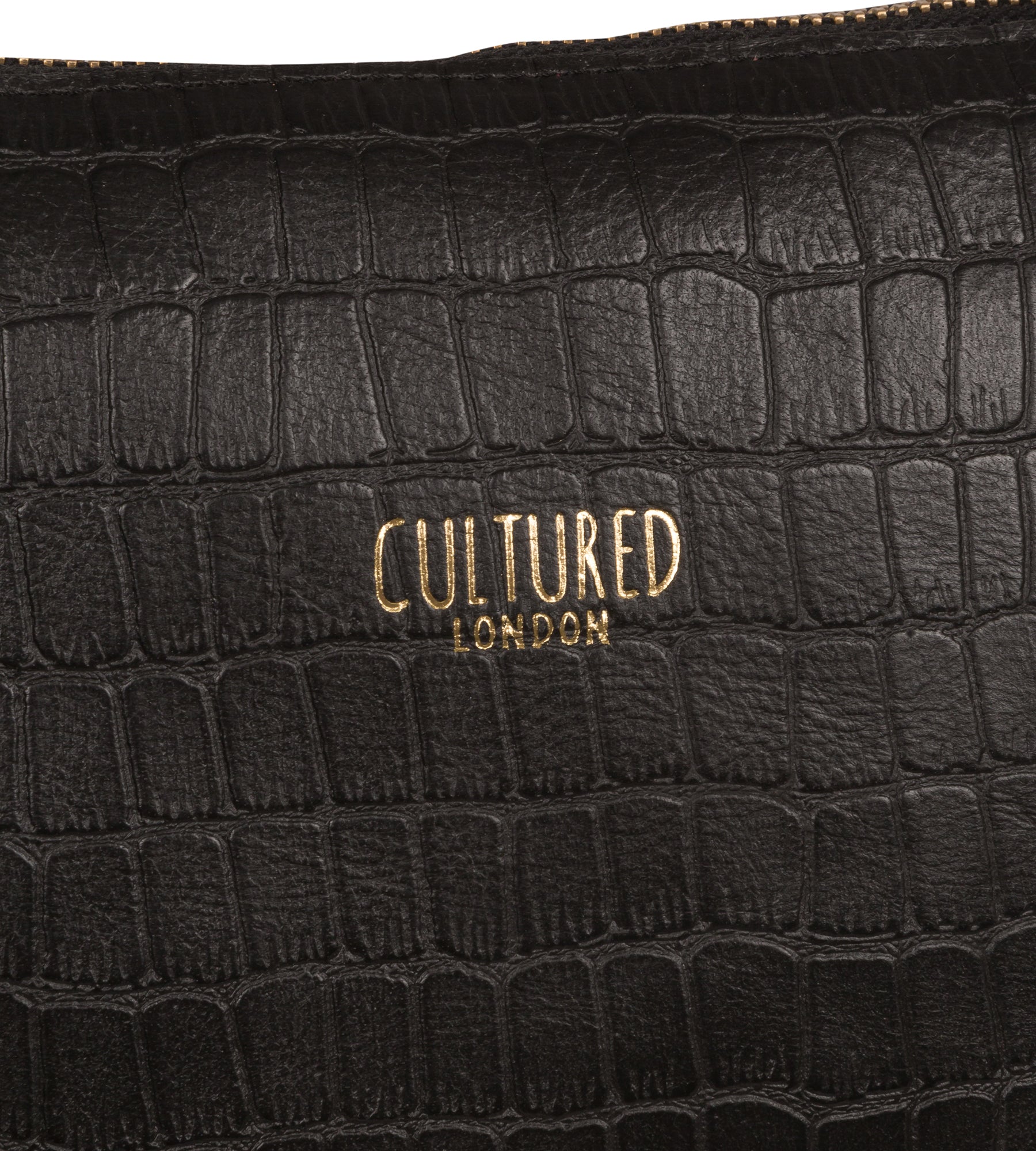 'Havering' Black Croc Leather Tote Bag