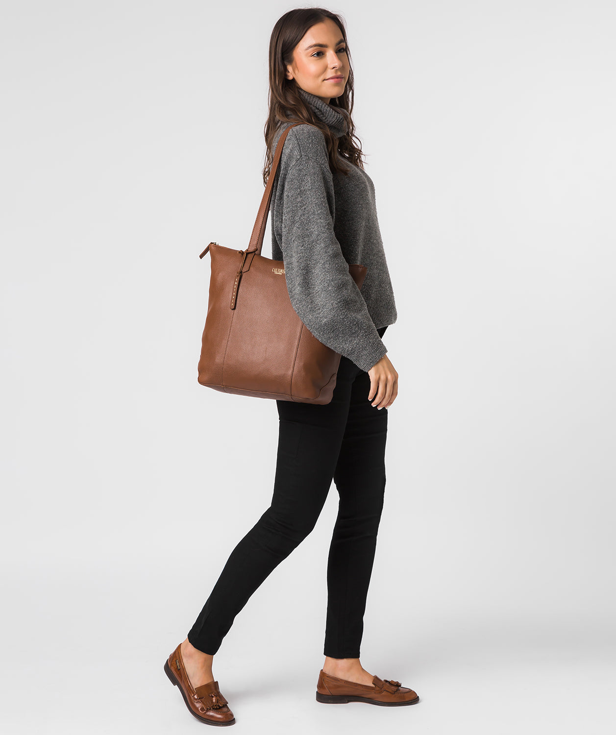 'Havering' Tan Leather Tote Bag
