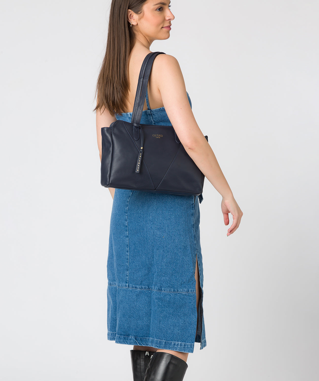 'Astoria' Ink Leather Shoulder Bag