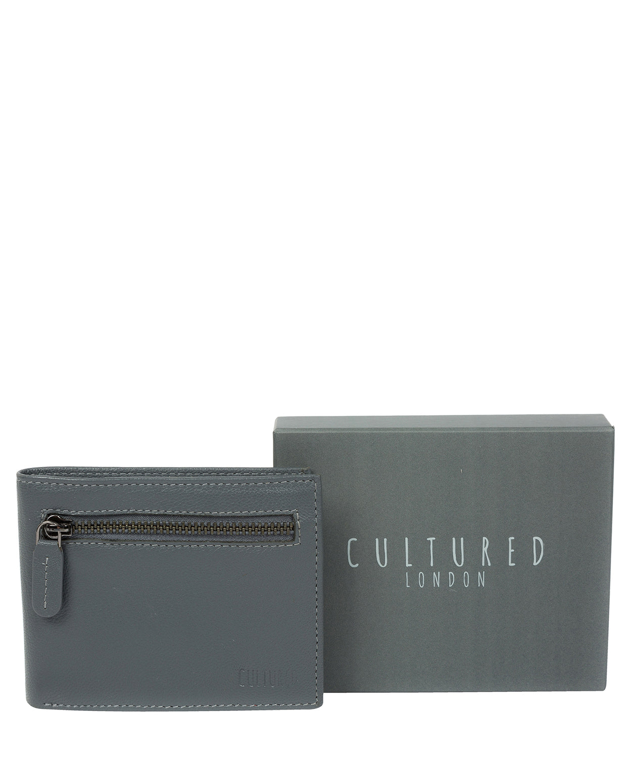 'Victor' Gun Metal Leather Tri-Fold Wallet image 6