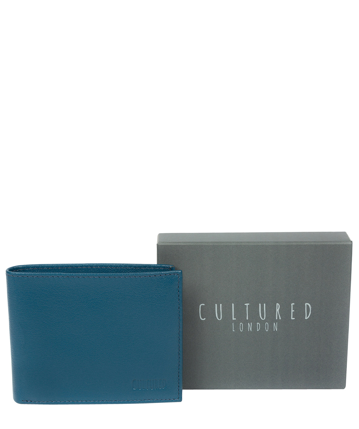 'Niall' Teal Leather Tri-Fold Wallet image 6