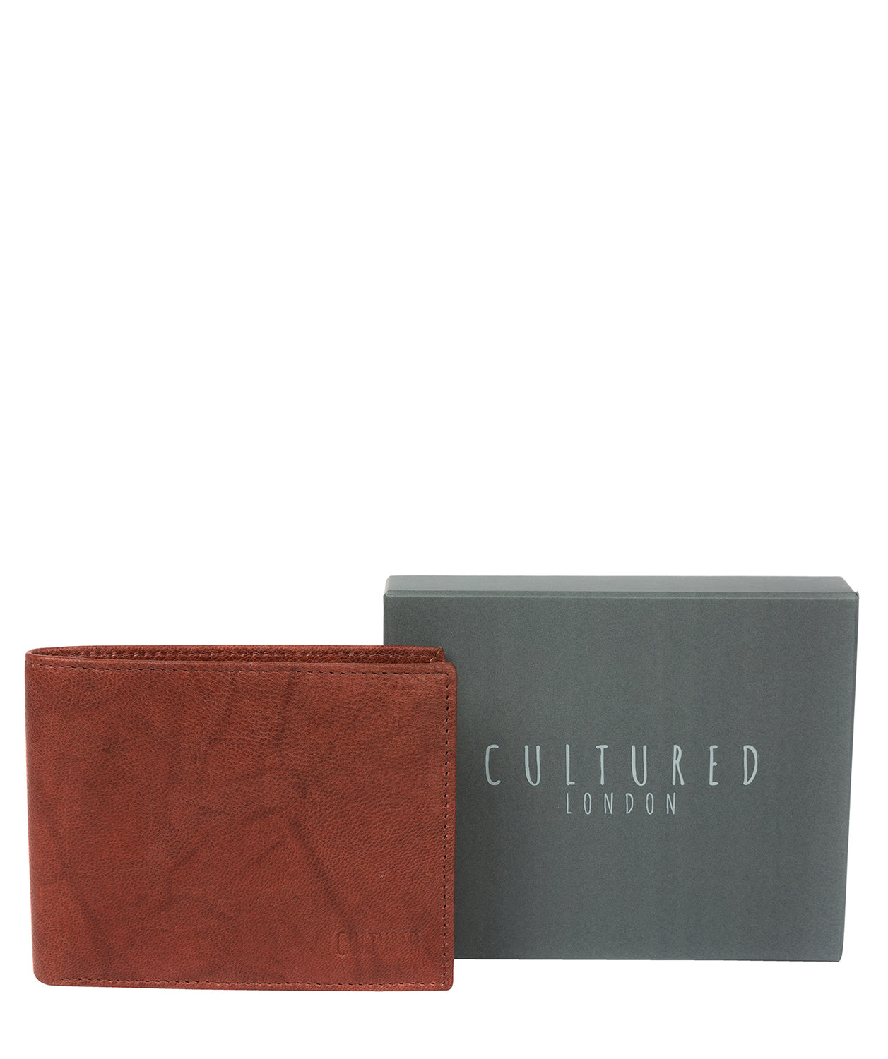 'Niall' Vintage Brick Leather Tri-Fold Wallet