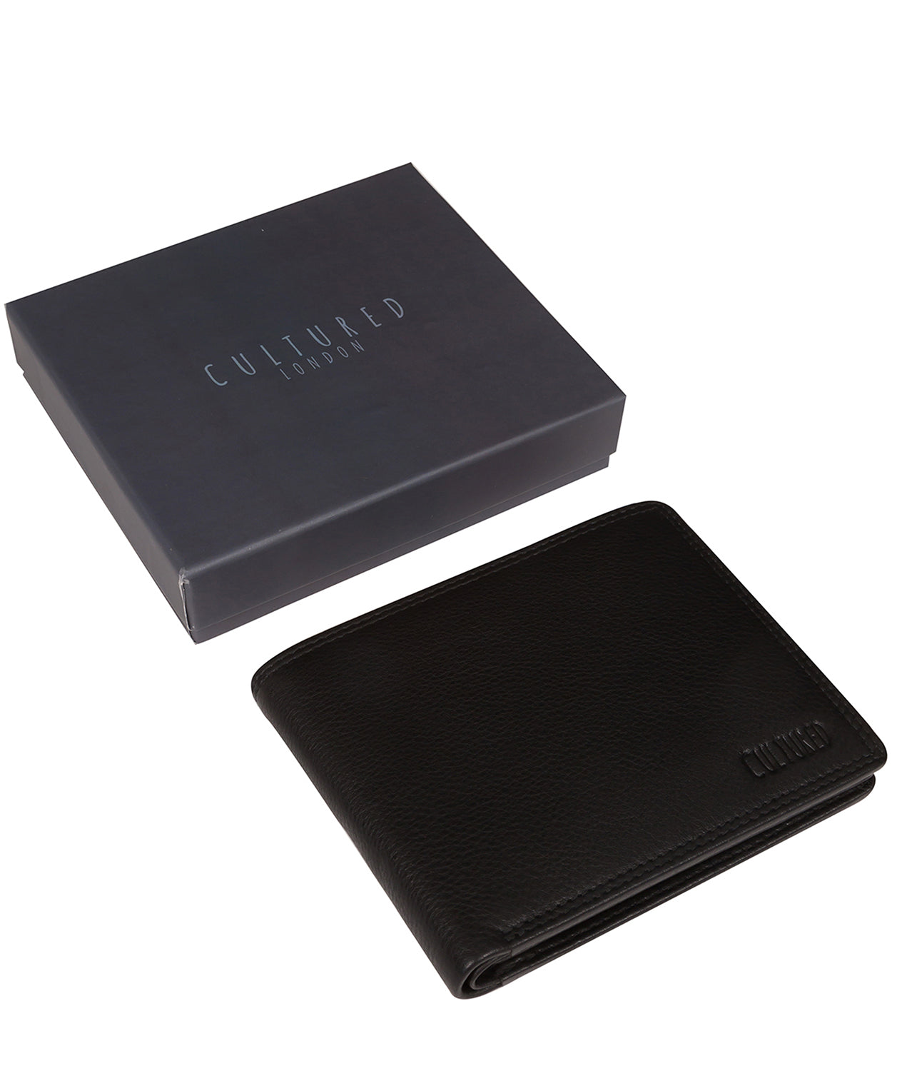 'Matt' Black Leather Bi-Fold Wallet