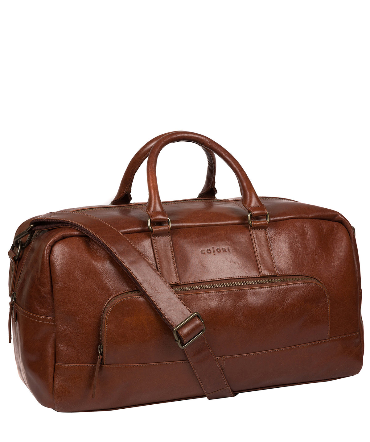 'Giambino' Italian-Inspired Umber Brown Leather Holdall image 5