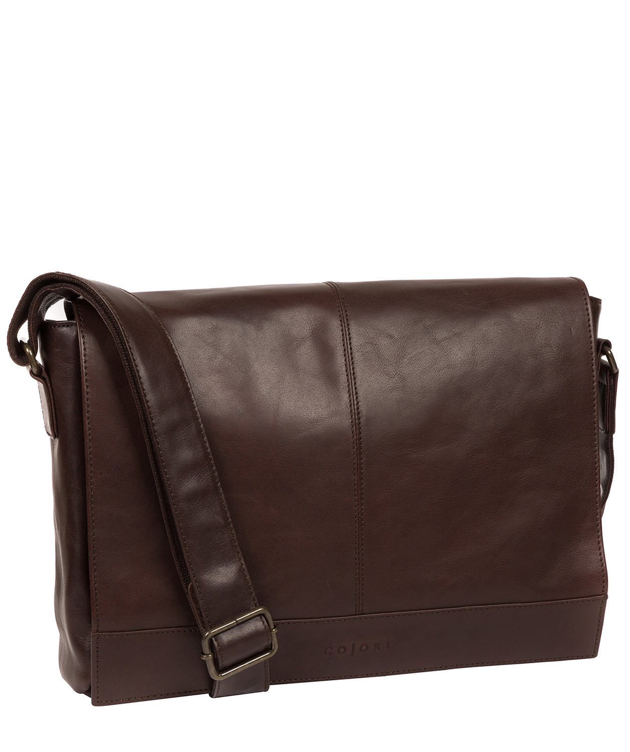 'Maldini' Italian-Inspired Espresso Leather Messenger Bag image 5