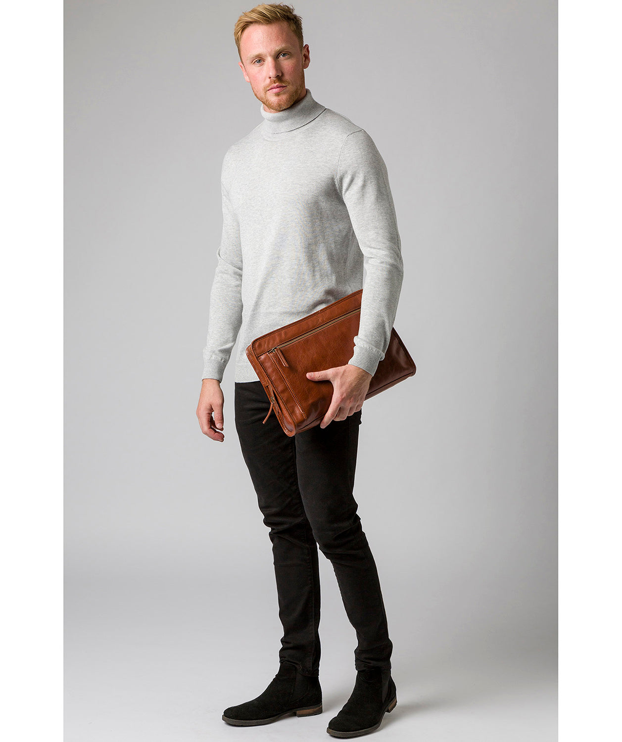 'Pirlo' Italian-Inspired Umber Brown Leather Document Case image 2