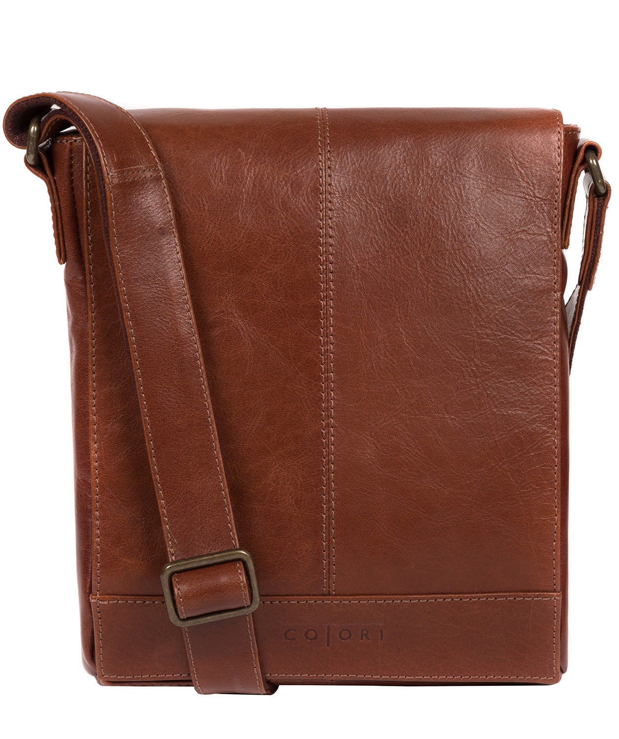 'Zoff' Italian-Inspired Umber Brown Leather Messenger Bag Pure Luxuries London