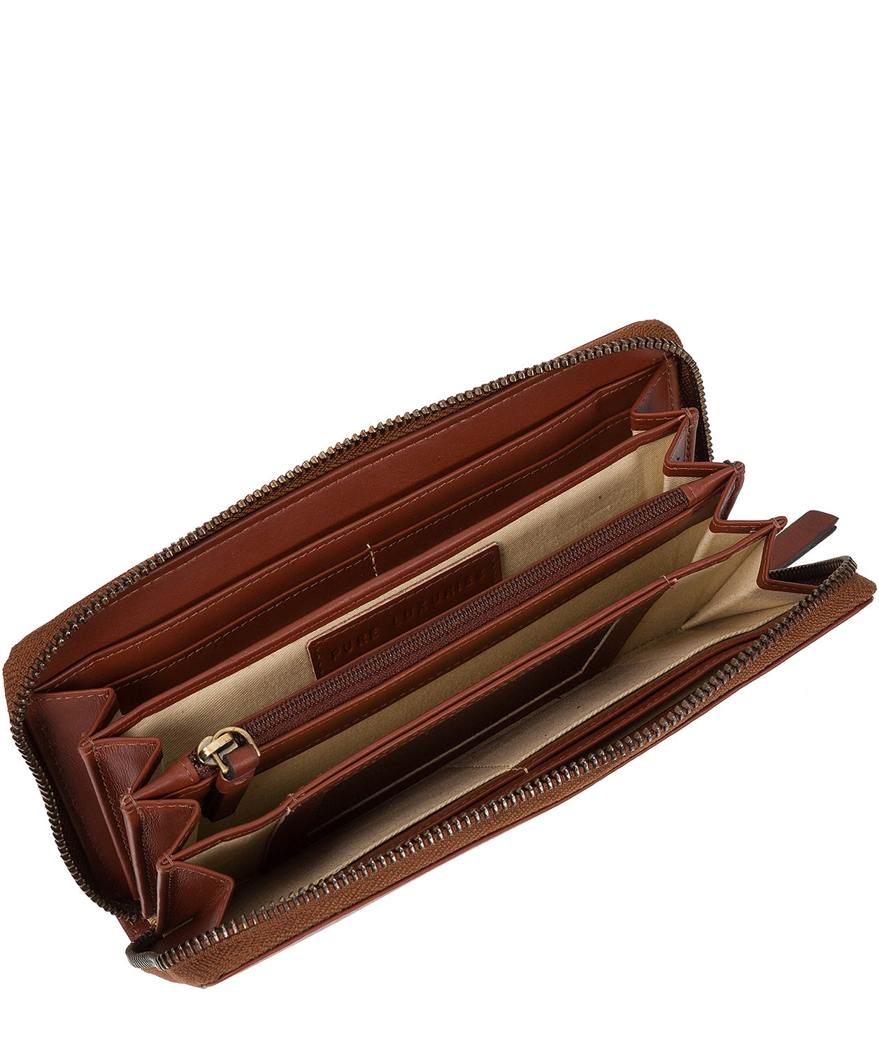 'Amalfi' Italian-Inspired Cognac Leather Zip-Round Purse