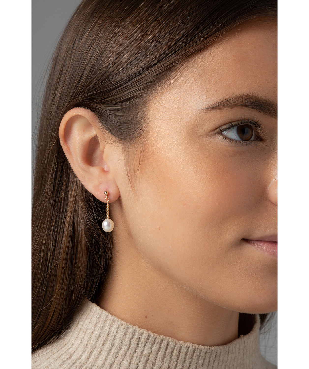 Gift Packaged 'Neve' White River Pearl & 9ct Yellow Gold Drop Earrings