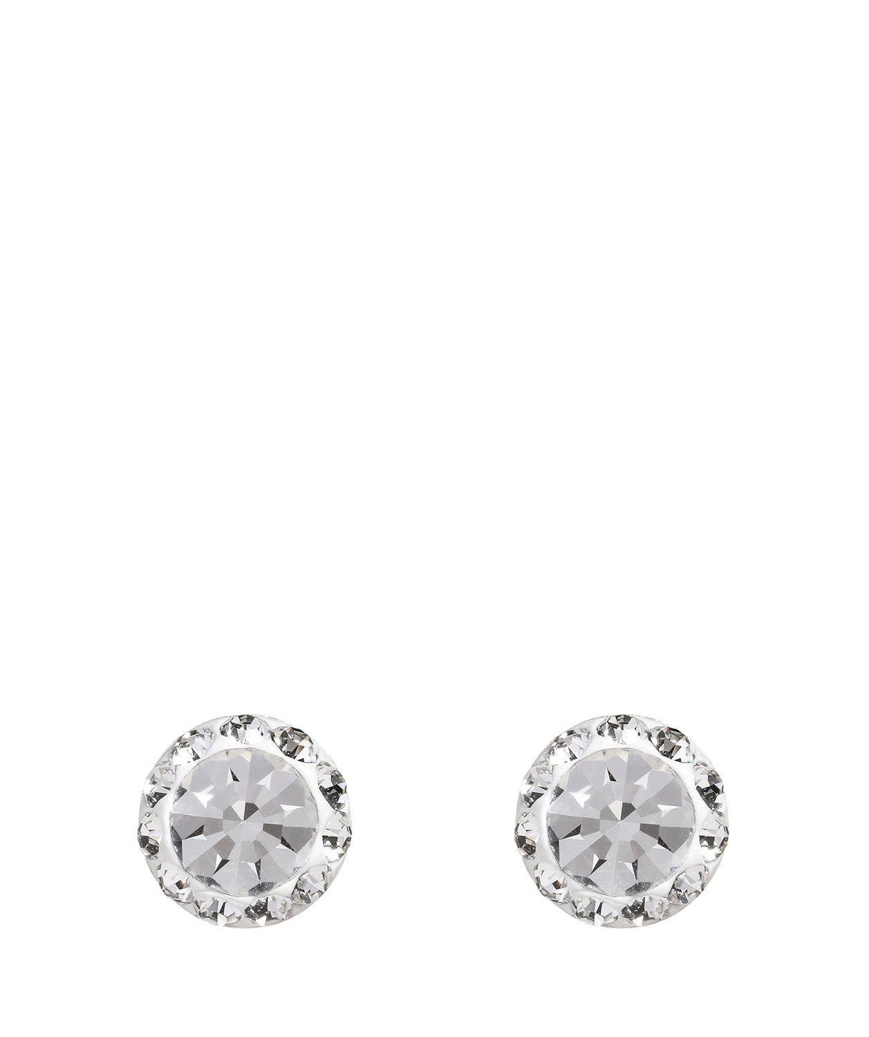 'Pari' Silver Round Ear Studs with Cubic Zirconia Pure Luxuries London