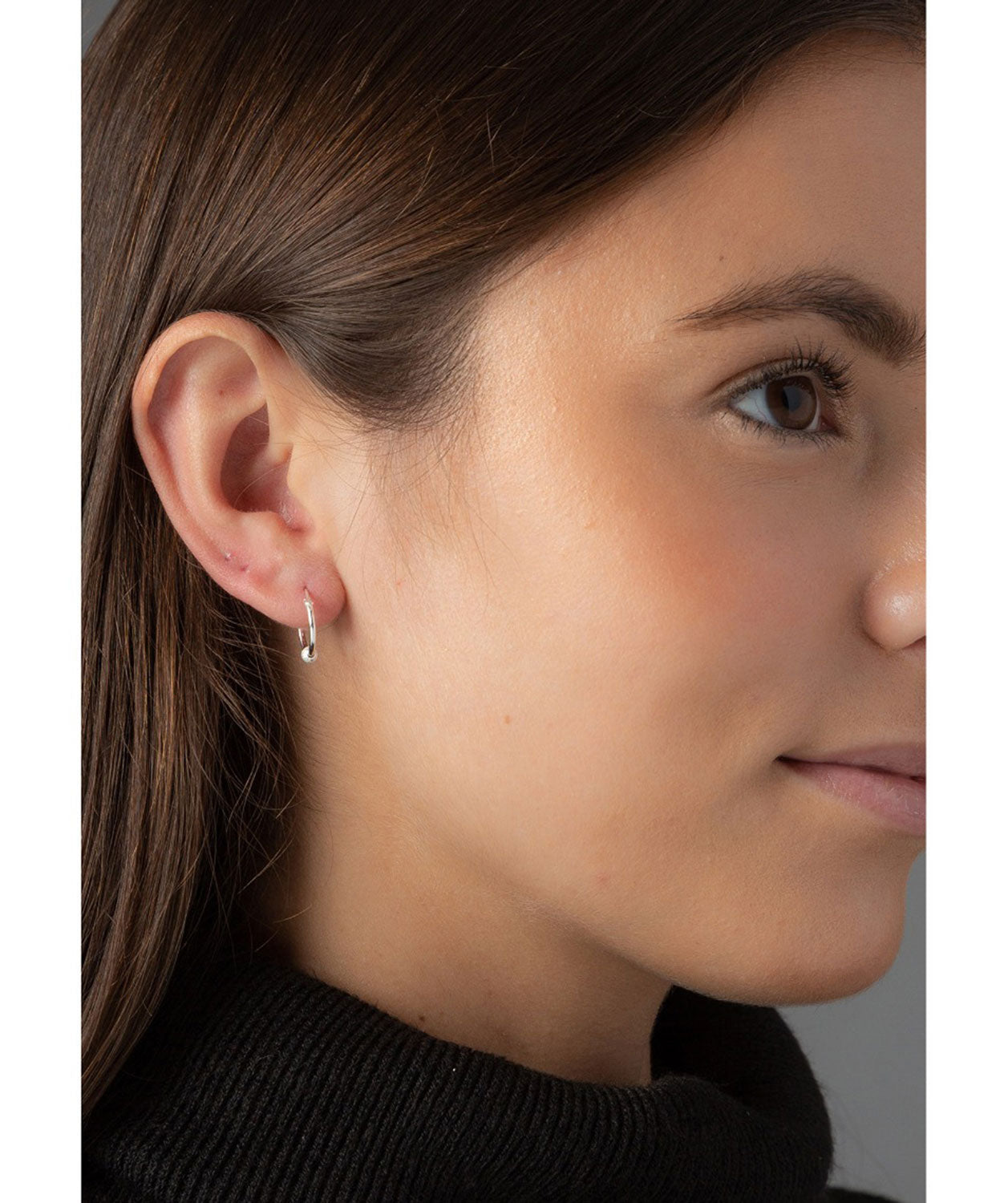 Gift Packaged 'Mira' Silver Ear Hoops with Hanging Ball