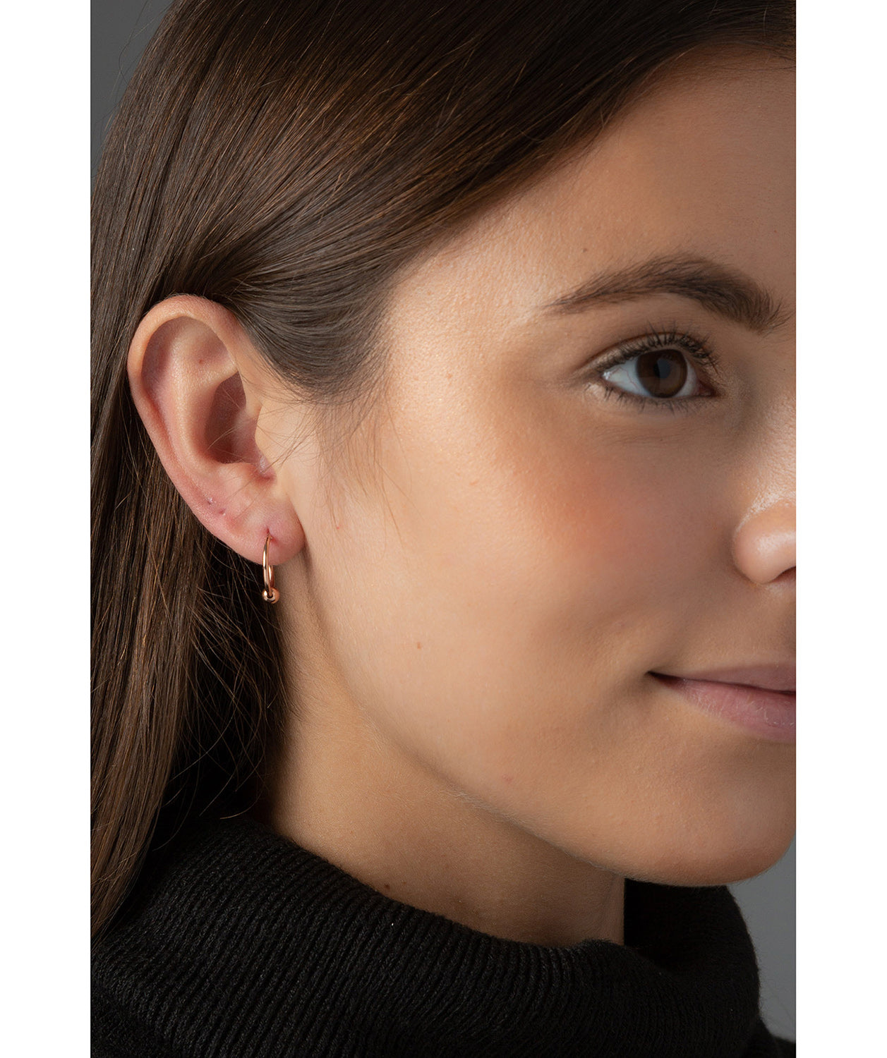 'Luyu' Sterling Silver Rose Gold Plated Hoop Earrings image 2