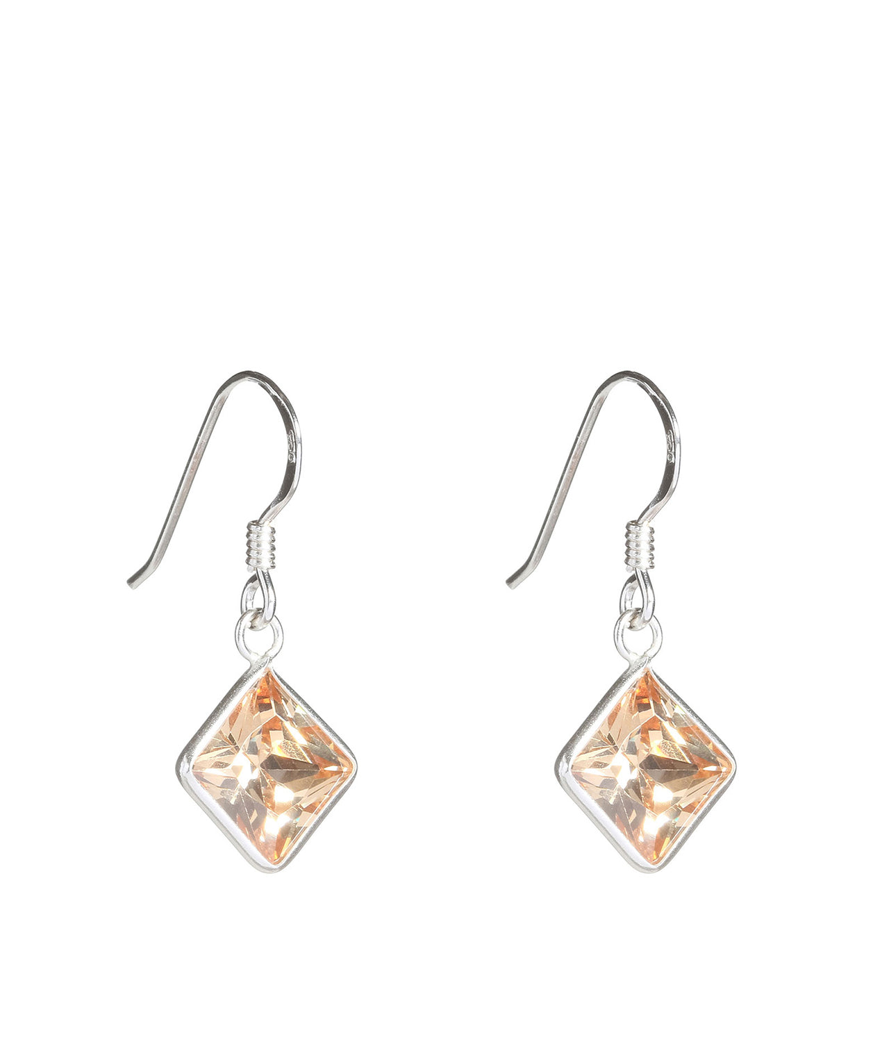 'Herit' Silver Square Earrings with Cubic Zirconia image 1