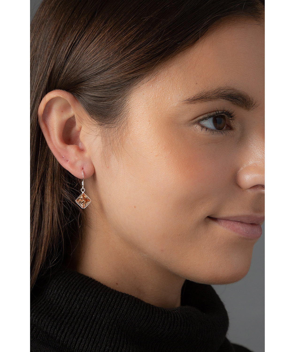 'Herit' Silver Square Earrings with Cubic Zirconia image 2