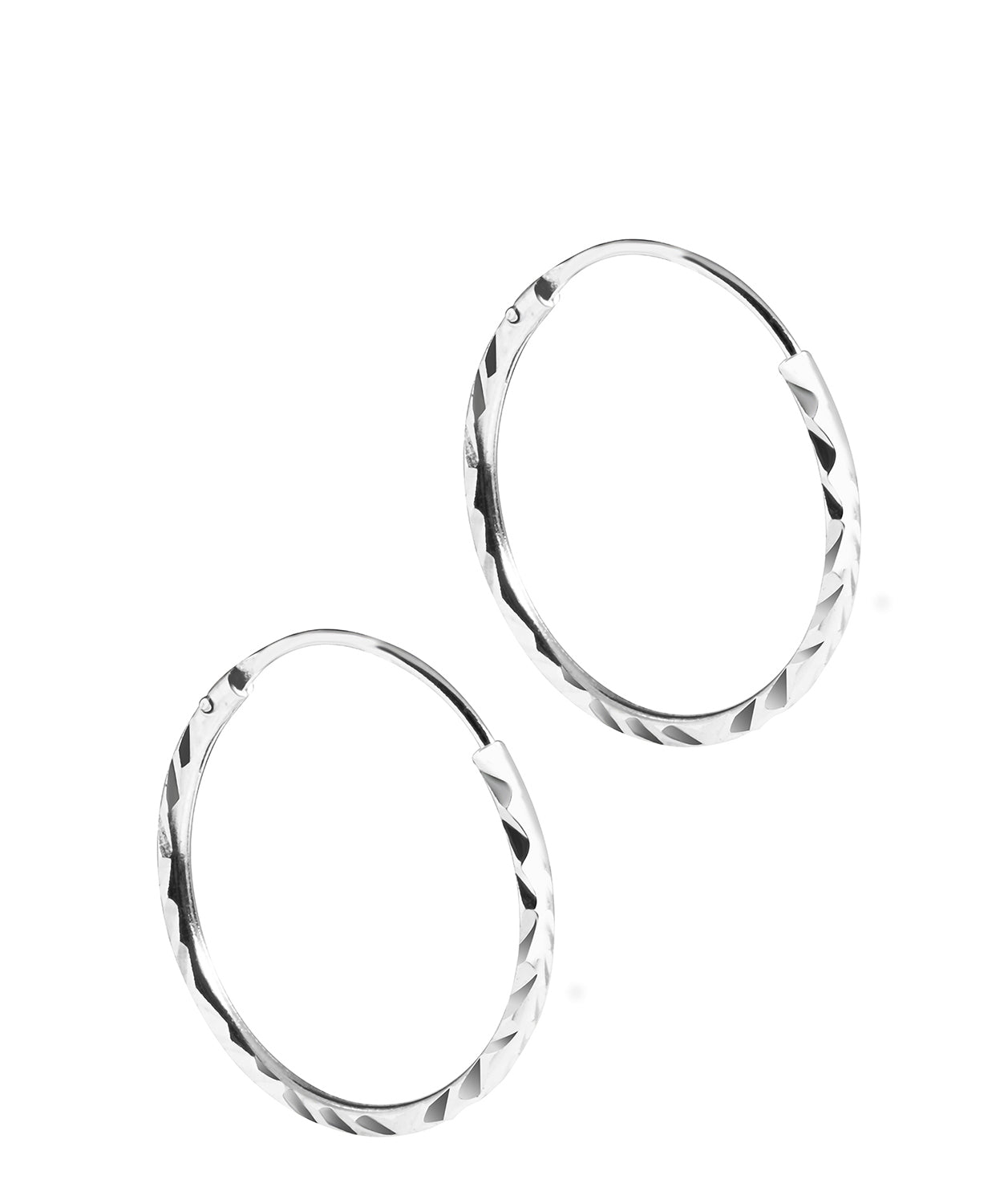 'Raia' Silver Diamond Cut Ear Hoops image 1