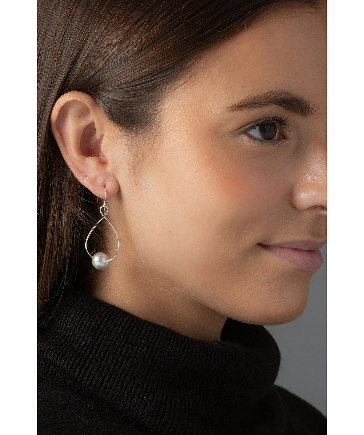 'Emica' Sterling Silver Light Grey Pearl Earrings
image 2