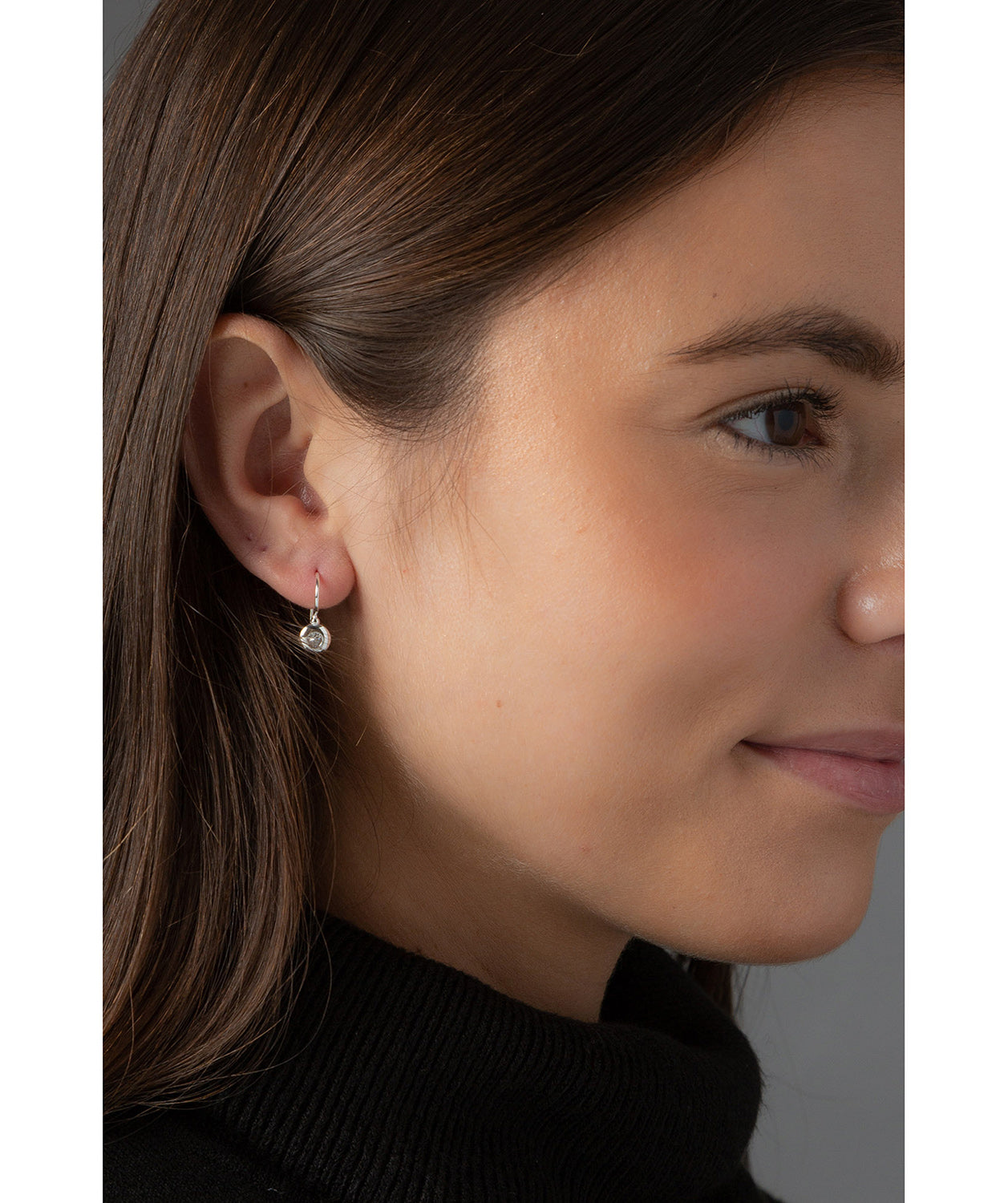 'Sora' Silver Round Earrings with Cubic Zirconia image 2